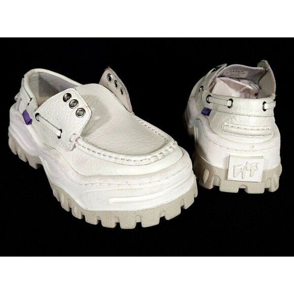 Eytys Mykonos Loafers 35 5.5 White Grained Leather Shoes - Picture 2 of 11
